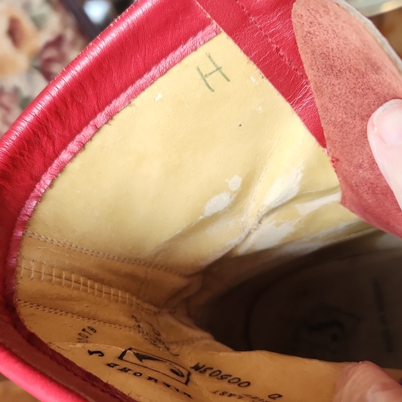 Diamond J Justin sz 7D Boots Red Leather Western Lace-up Boot - Picture 14 of 16